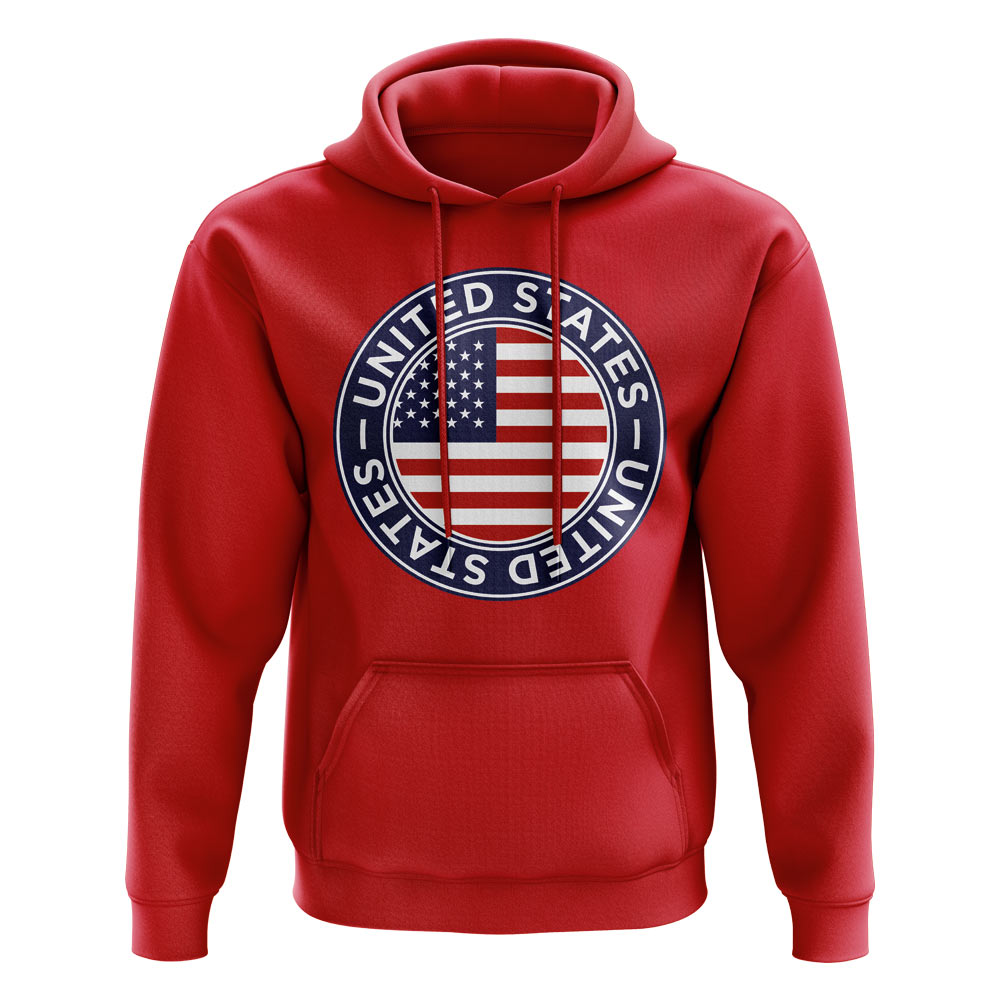 Click to view product details and reviews for Usa Football Badge Hoodie Red.