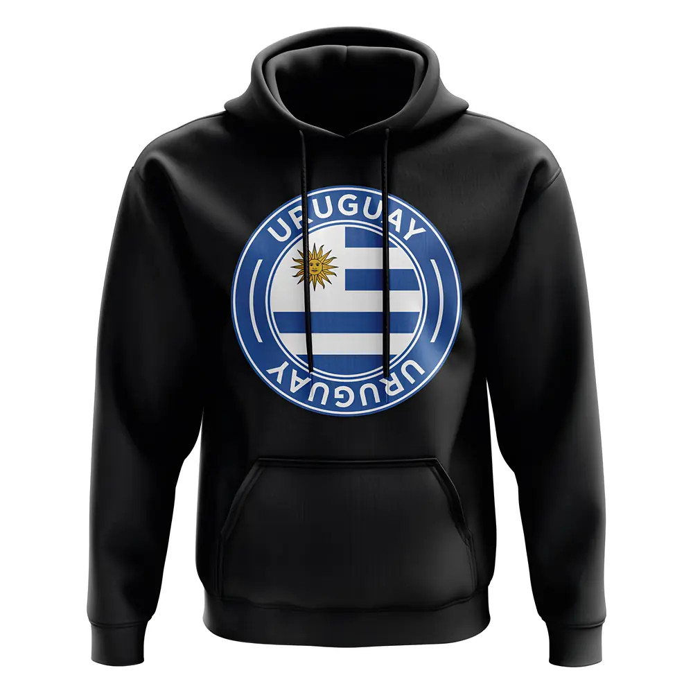 Uruguay Football Badge Hoodie (Black) Polyester Uksoccershop Men's Black Medium