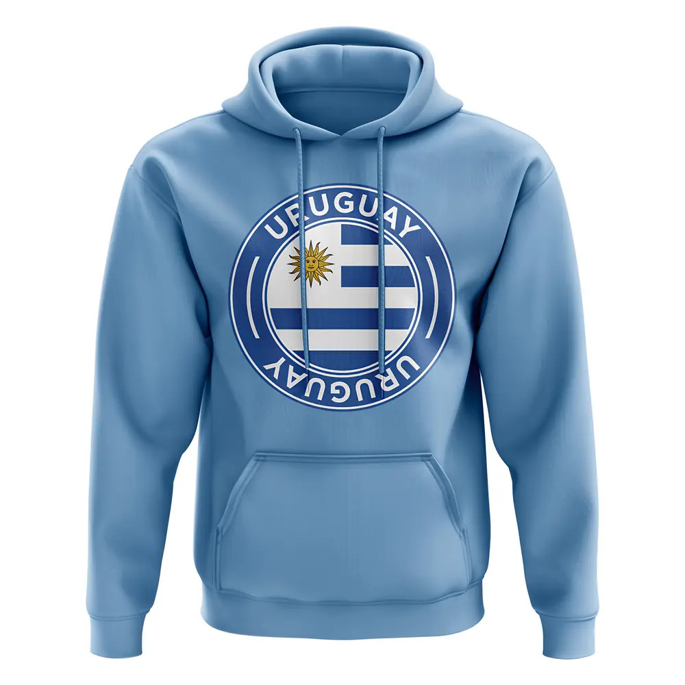 Uruguay Football Badge Hoodie (Sky) Polyester Uksoccershop Men's Sky Medium