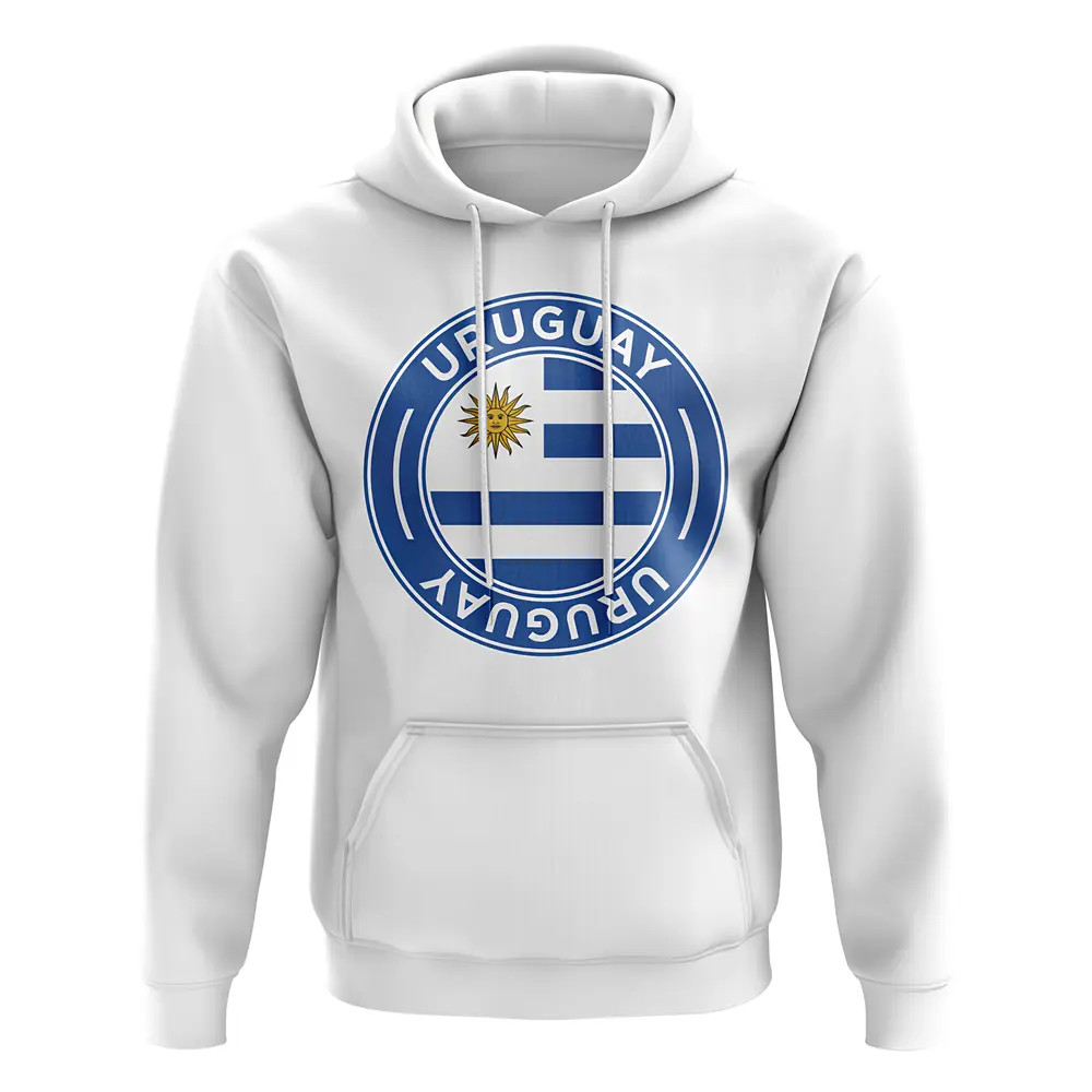 Uruguay Football Badge Hoodie (White) Polyester Uksoccershop Men's White Medium