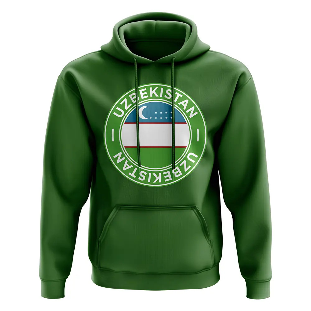 Uzbekistan Football Badge Hoodie (Green) Polyester Uksoccershop Men's Green Extra Small