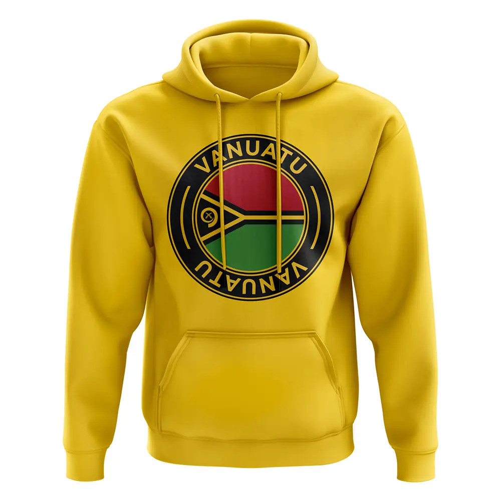 Vanuatu Football Badge Hoodie (Yellow) Polyester Uksoccershop Men's Yellow Extra Large