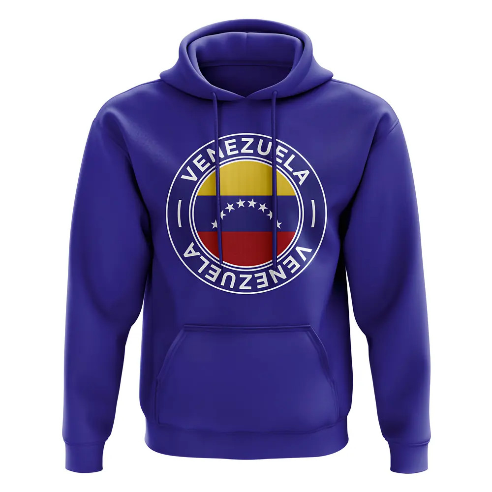Venezuela Football Badge Hoodie (Royal) Polyester Uksoccershop Men's Blue Large