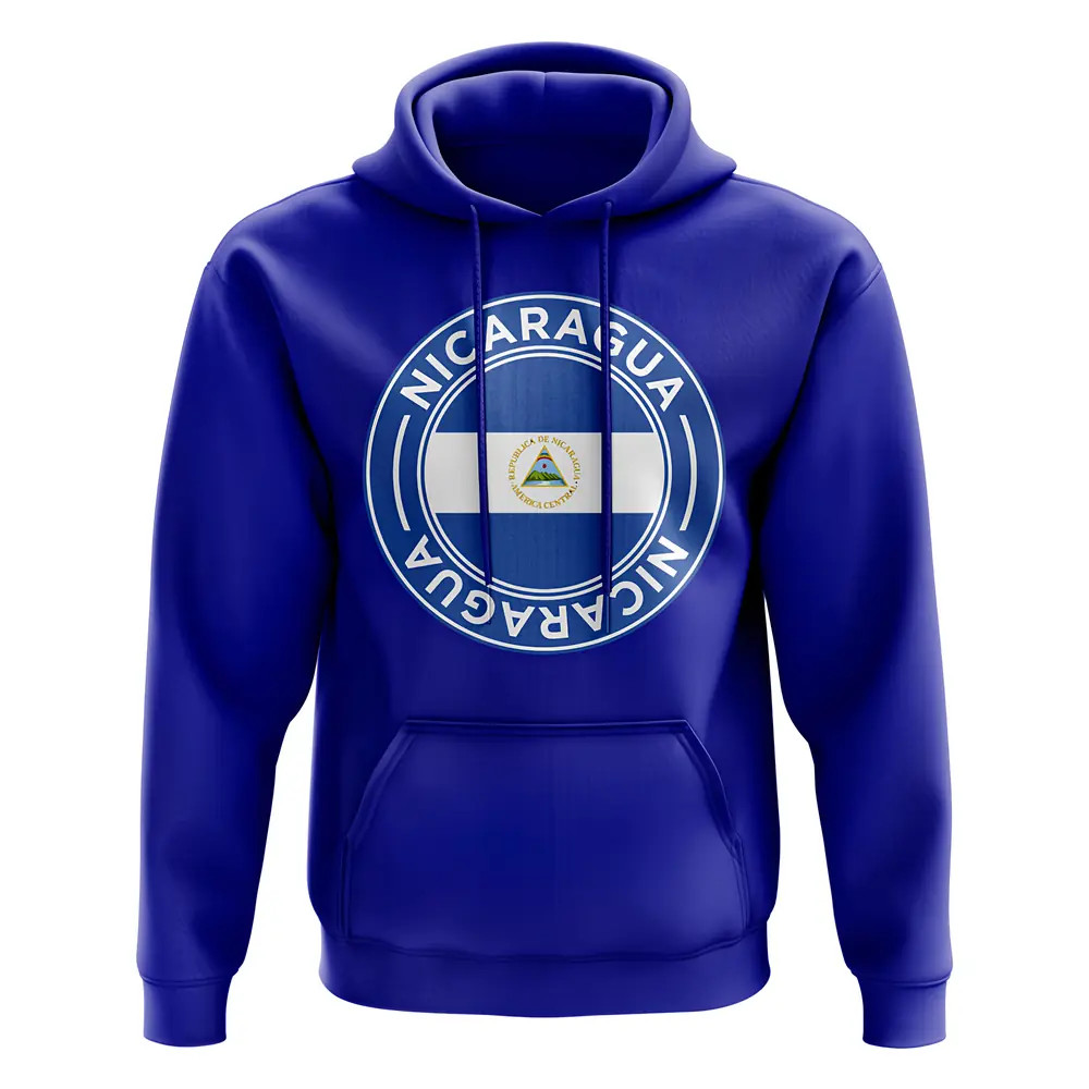 Nicaragua Football Badge Hoodie (Royal) Polyester Uksoccershop Men's Blue Extra Small