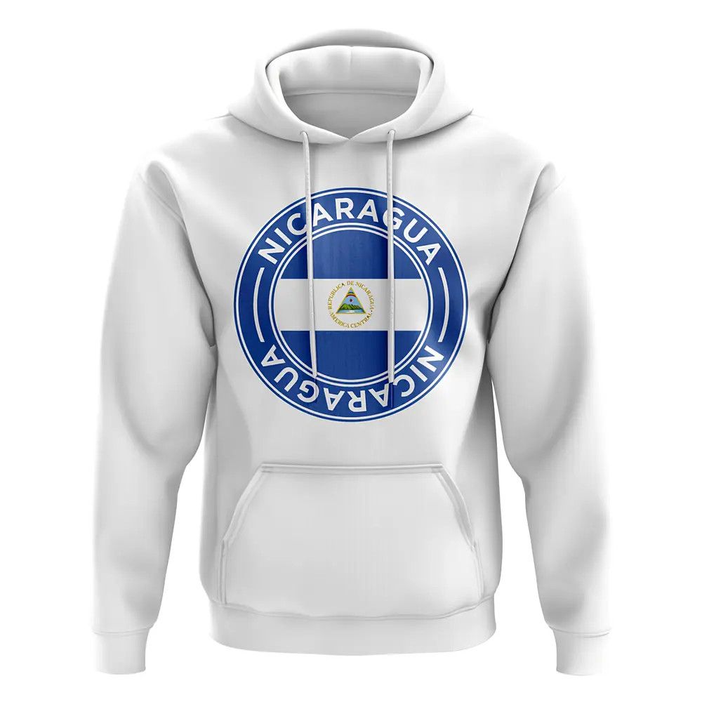 Nicaragua Football Badge Hoodie (White) Polyester Uksoccershop Men's White Xxl