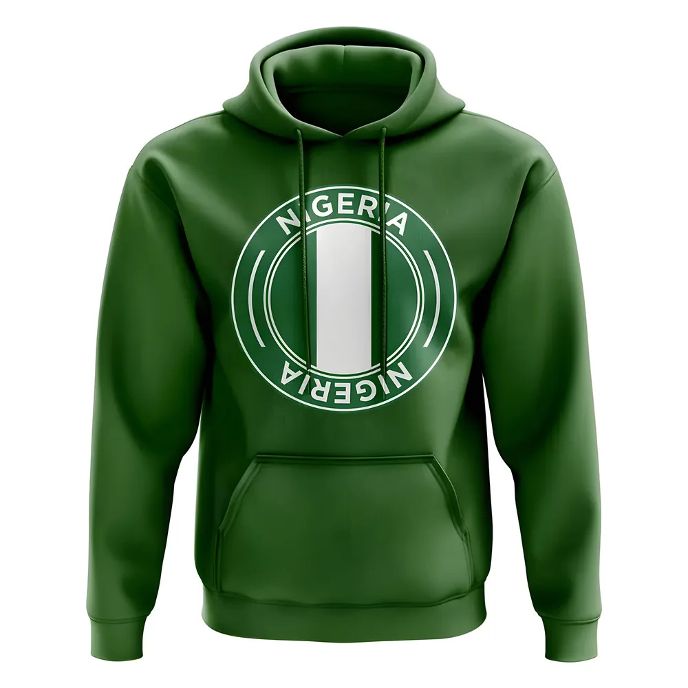 Nigeria Football Badge Hoodie (Green) Polyester Uksoccershop Men's Green Extra Small