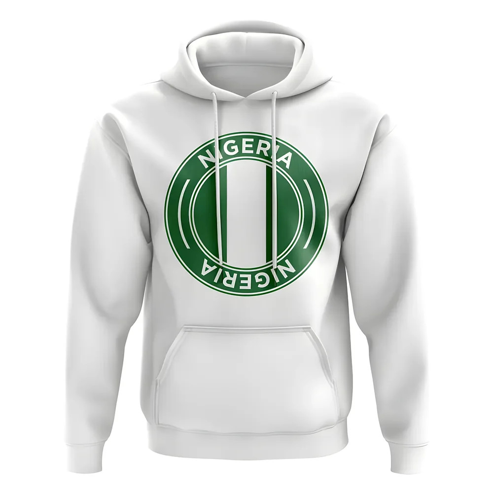 Nigeria Football Badge Hoodie (White) Polyester Uksoccershop Men's White Extra Large