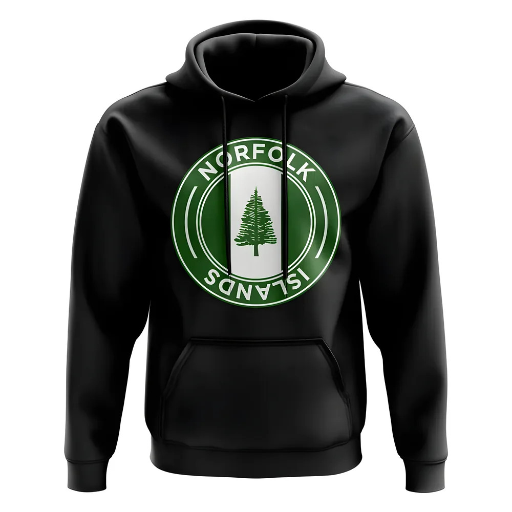Norfolk Islands Football Badge Hoodie (Black) Polyester Newcastle Uksoccershop Men's Black Large