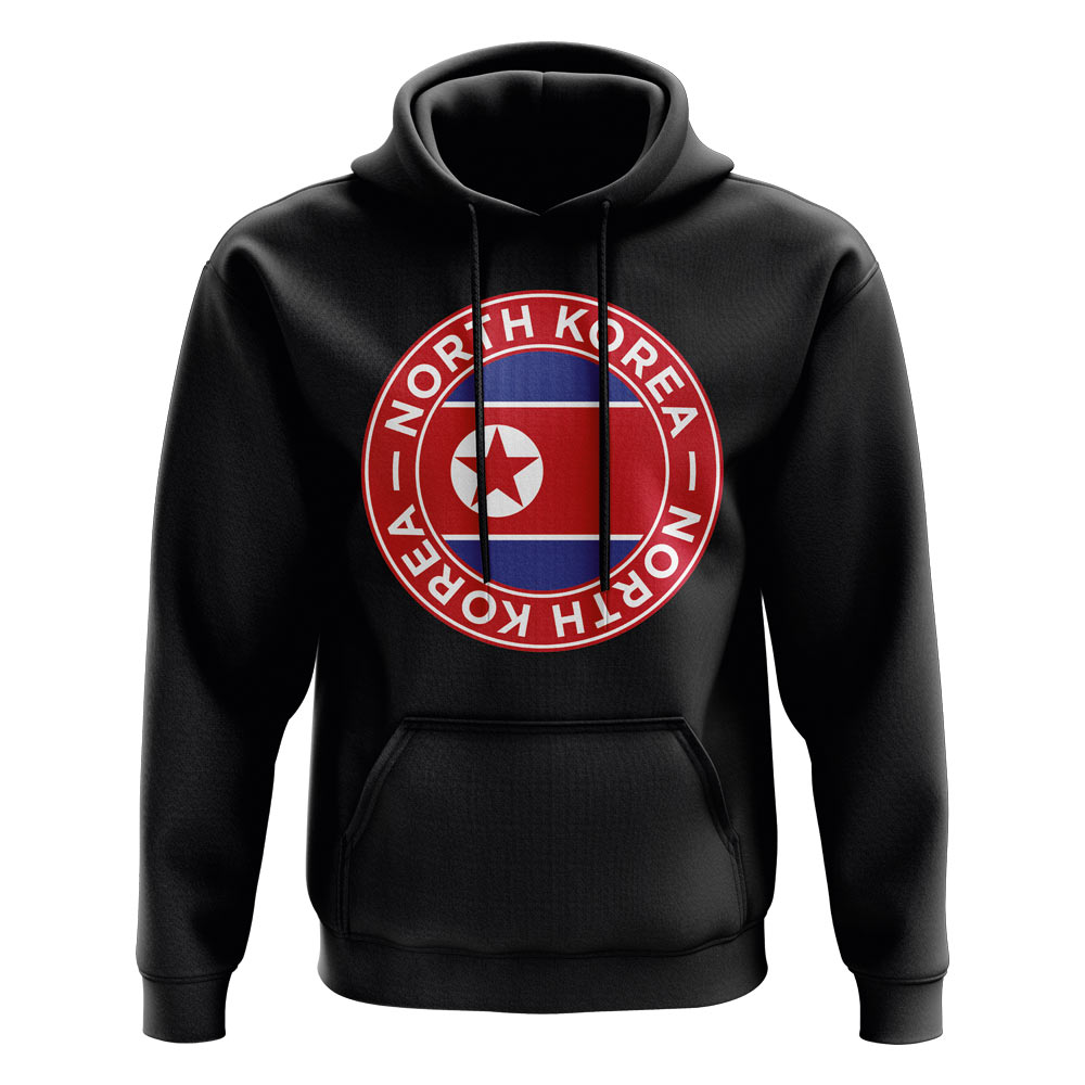 Click to view product details and reviews for North Korea Football Badge Hoodie Black.