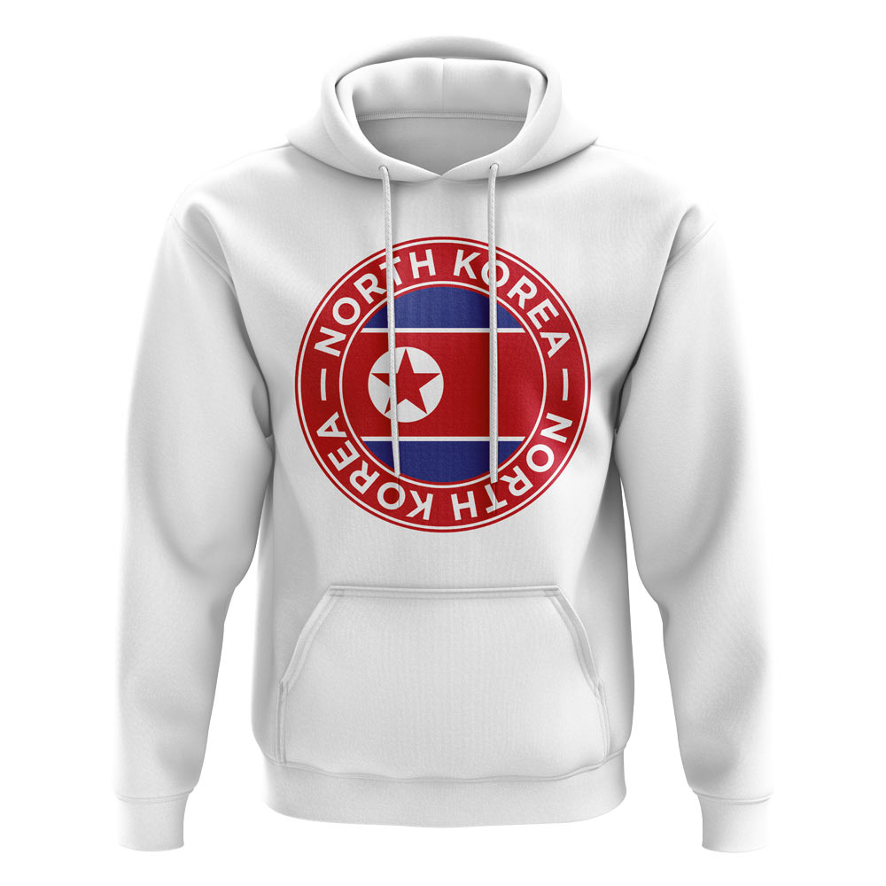 Click to view product details and reviews for North Korea Football Badge Hoodie White.