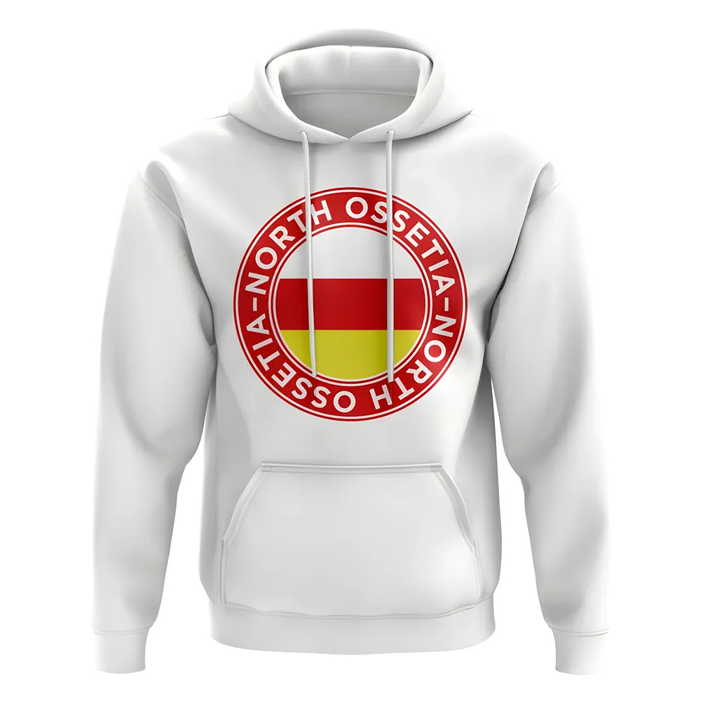 North Ossetia Football Badge Hoodie (White) Polyester Newcastle Uksoccershop Men's White Large