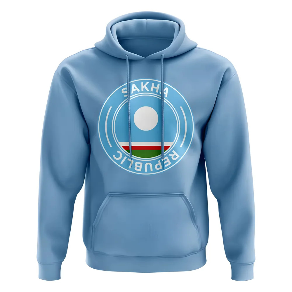 Sakha Republic Football Badge Hoodie (Sky) Polyester Newcastle Uksoccershop Men's Sky Blue Extra Large