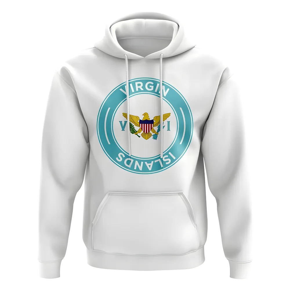 Virgin Islands Us Football Badge Hoodie (White) Polyester Newcastle Uksoccershop Men's White Extra Large