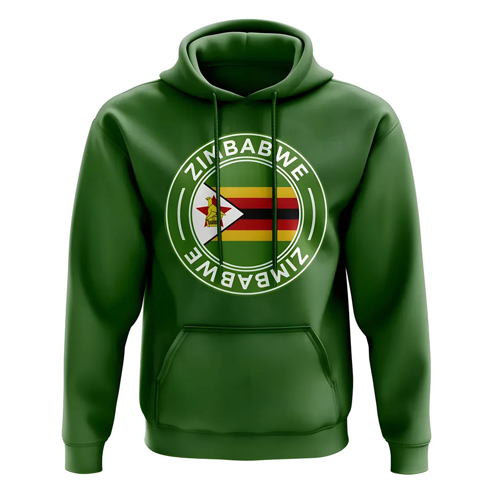 Zimbabwe Football Badge Hoodie (Green) Polyester Uksoccershop Men's Green Large
