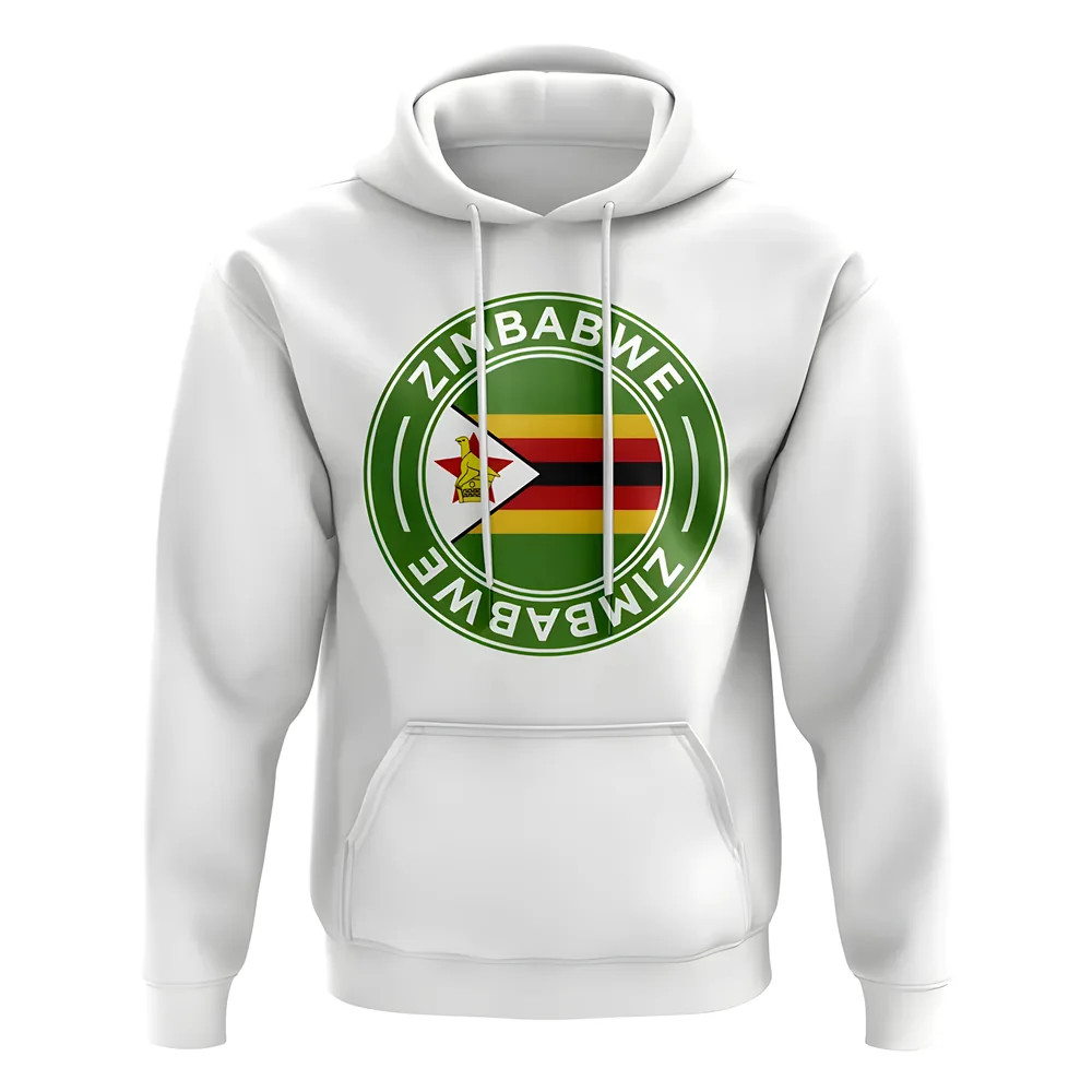 Zimbabwe Football Badge Hoodie (White) Polyester Uksoccershop Men's White Small