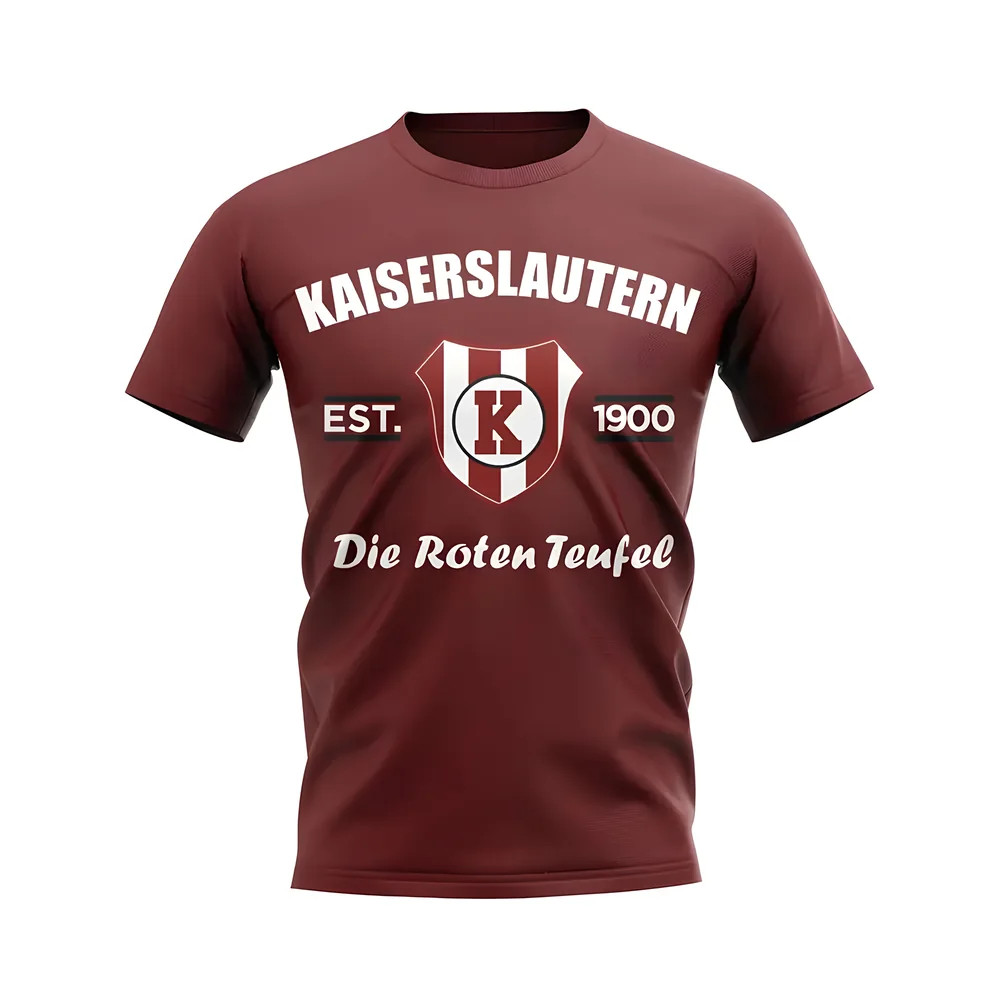 Kaiserslautern Established Football T-Shirt (Maroon) Polyester Uksoccershop Men's Maroon Extra Large