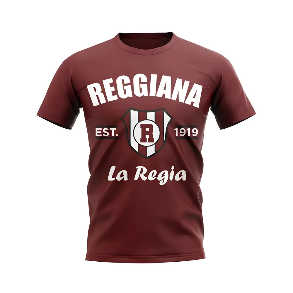 Reggiana Established Football T-Shirt (Maroon) Polyester Uksoccershop Men's Maroon Medium