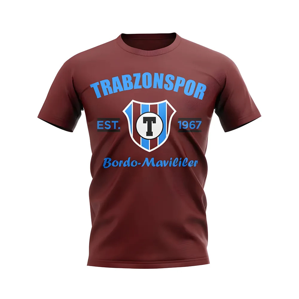 Trabzonspor Established Football T-Shirt (Maroon) Polyester Uksoccershop Men's Maroon Extra Large