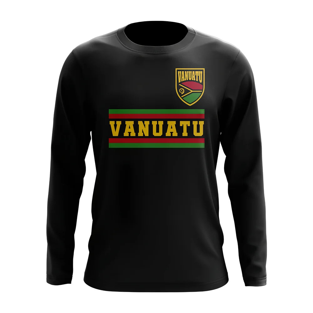 Vanuatu Core Football Country Long Sleeve T Shirt Black Vanuatu Core Football Country Long Sleeve T Shirt Black