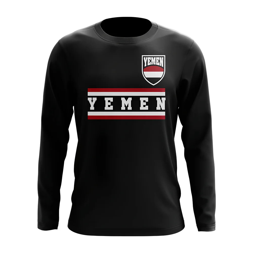 Ye Core Football Country Long Sleeve T-Shirt (Black) Polyester Uksoccershop Men's Black Medium