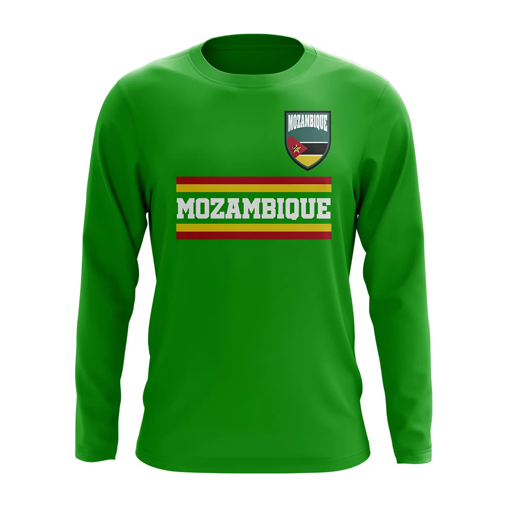 Mozambique Core Football Country Long Sleeve T-Shirt (Green) Polyester Uksoccershop Men's Green Extra Large