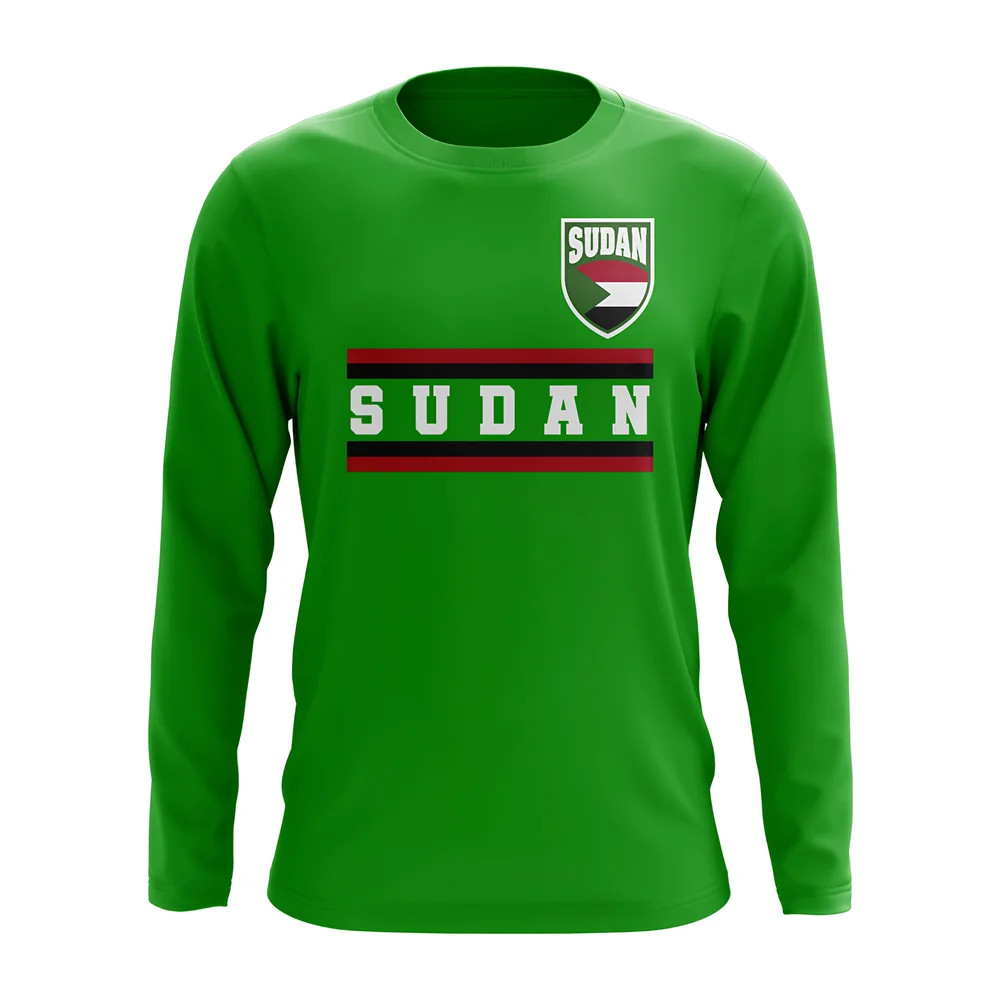 Sudan Core Football Country Long Sleeve T-Shirt (Green) Polyester Uksoccershop Men's Green Xxl