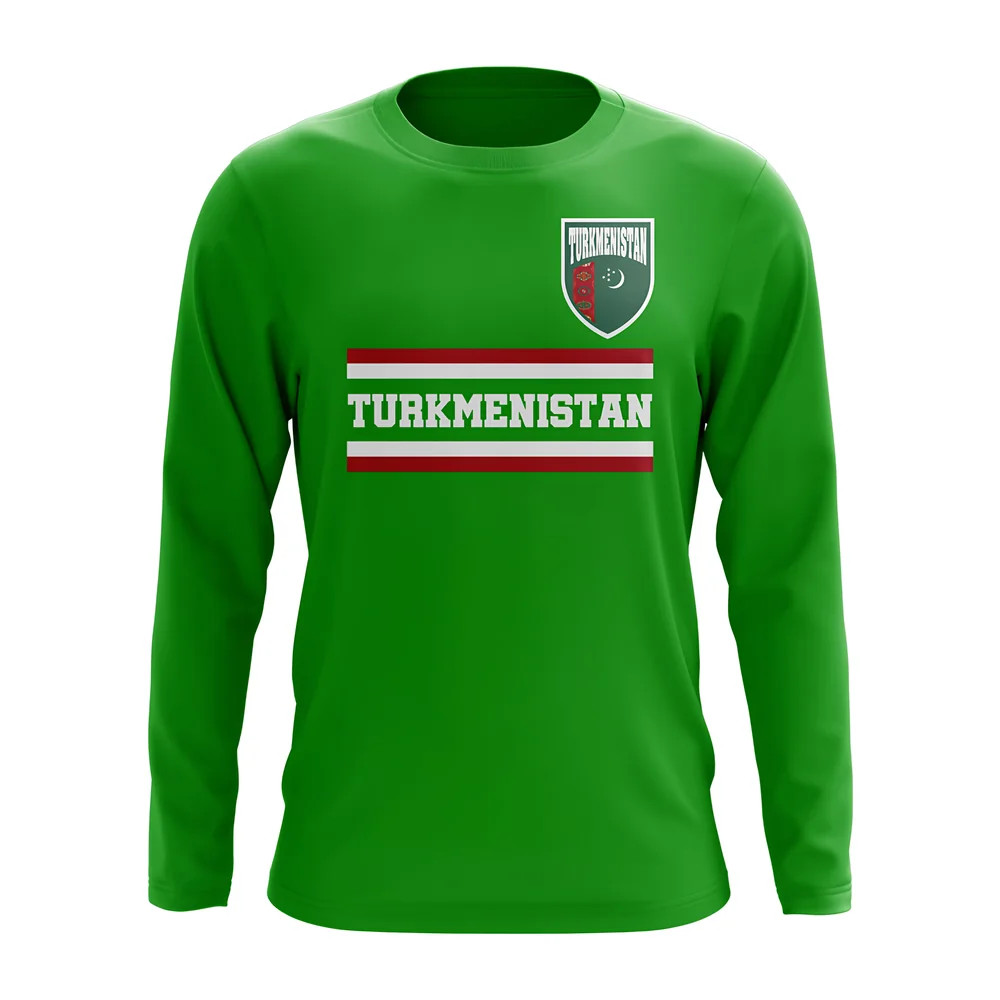 Turkistan Core Football Country Long Sleeve T-Shirt (Green) Polyester Uksoccershop Men's Green Xxl