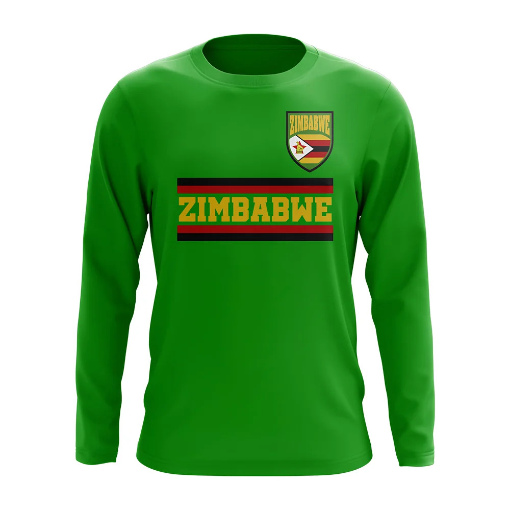 Zimbabwe Core Football Country Long Sleeve T-Shirt (Green) Polyester Uksoccershop Men's Green Xxl