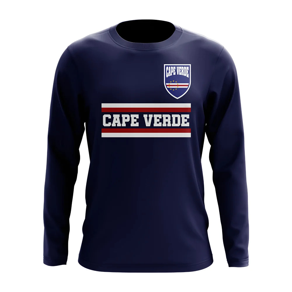 Cape Verde Core Football Country Long Sleeve T-Shirt (Navy) Polyester Uksoccershop Men's Navy Xxl