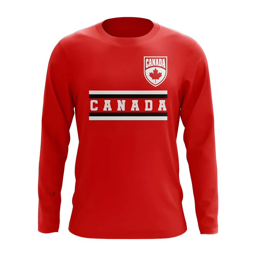 Canada Core Football Country Long Sleeve T-Shirt (Red) Polyester Uksoccershop Men's Red Xxl