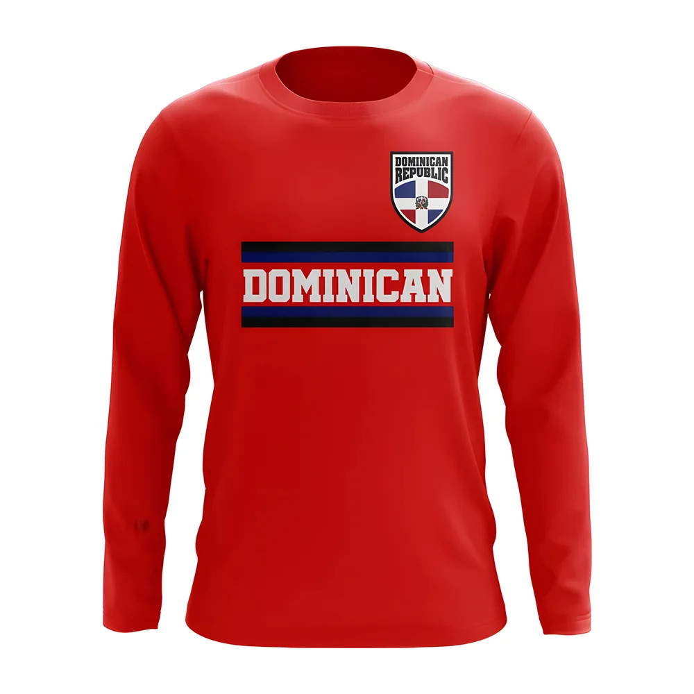 Dominican Republic Core Football Country Long Sleeve T-Shirt (Red) Polyester Uksoccershop Men's Red Xxl
