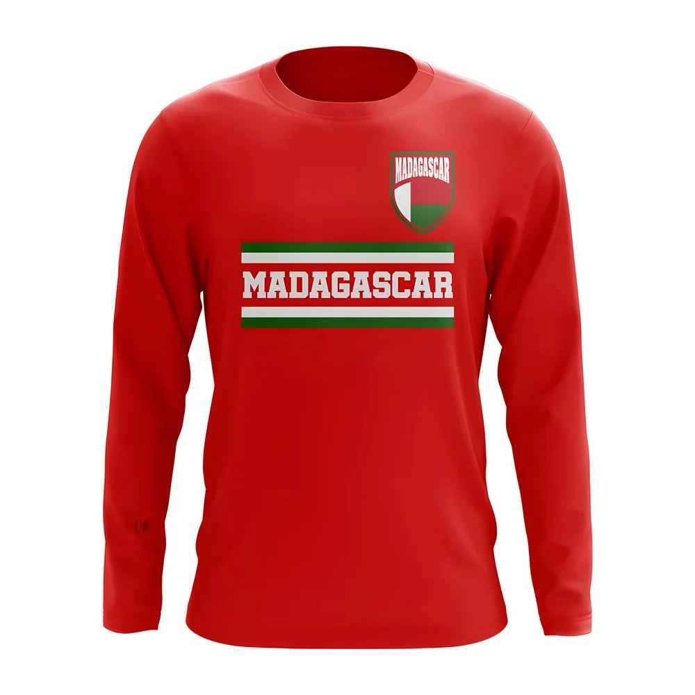 Madagascar Core Football Country Long Sleeve T-Shirt (Red) Polyester Uksoccershop Men's Red Xxl