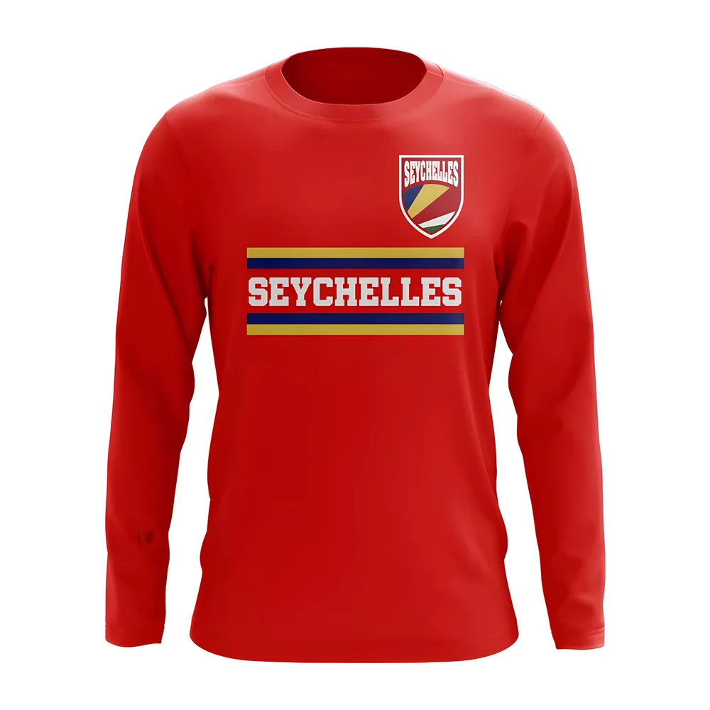 Seychelles Core Football Country Long Sleeve T-Shirt (Red) Polyester Uksoccershop Men's Red Medium