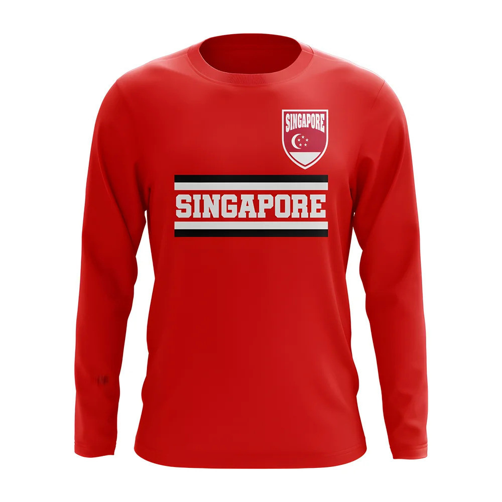 Singapore Core Football Country Long Sleeve T-Shirt (Red) Polyester Uksoccershop Men's Red Medium