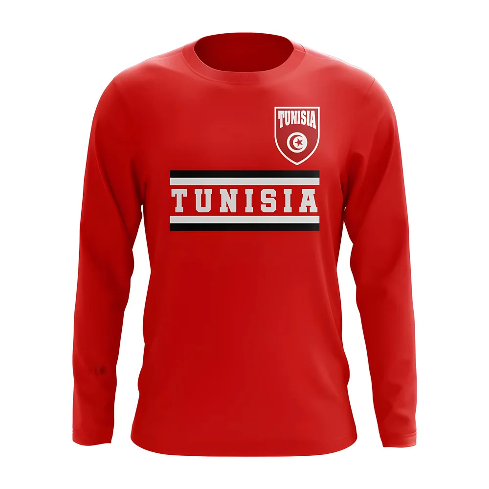 Tunisia Core Football Country Long Sleeve T-Shirt (Red) Polyester Uksoccershop Men's Red Xxl