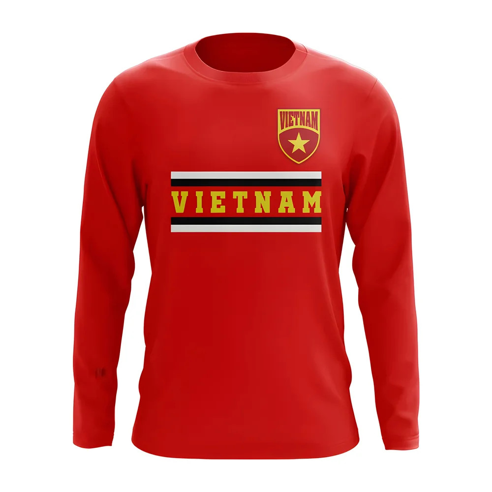 Vietnam Core Football Country Long Sleeve T-Shirt (Red) Polyester Uksoccershop Men's Red Large