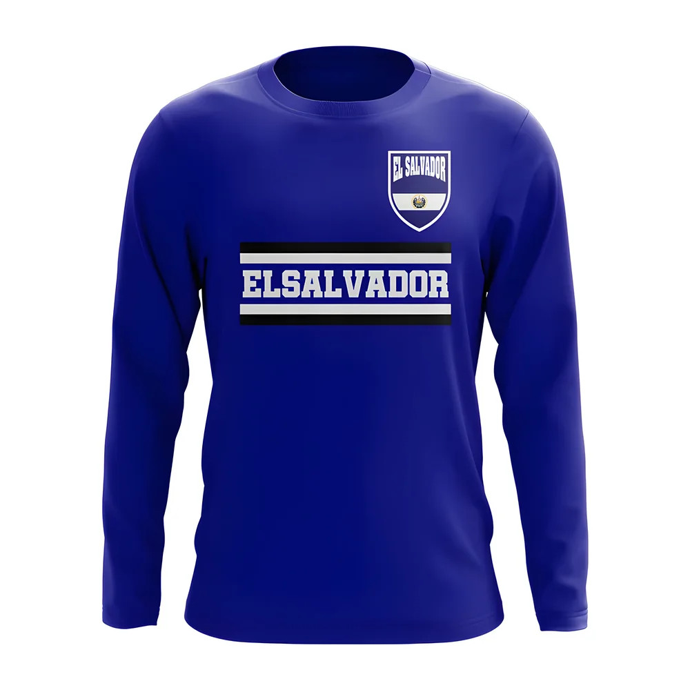 El Salvador Core Football Country Long Sleeve T-Shirt (Royal) Polyester Azerbaijan Uksoccershop Men's Dark Blue Xxl