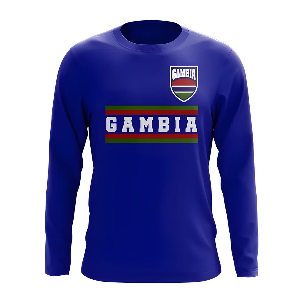 Gambia Core Football Country Long Sleeve T-Shirt (Royal) Polyester Uksoccershop Men's Dark Blue Extra Large