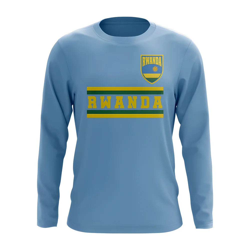 Rwanda Core Football Country Long Sleeve T-Shirt (Sky) Polyester Uksoccershop Men's Sky Blue Xxl