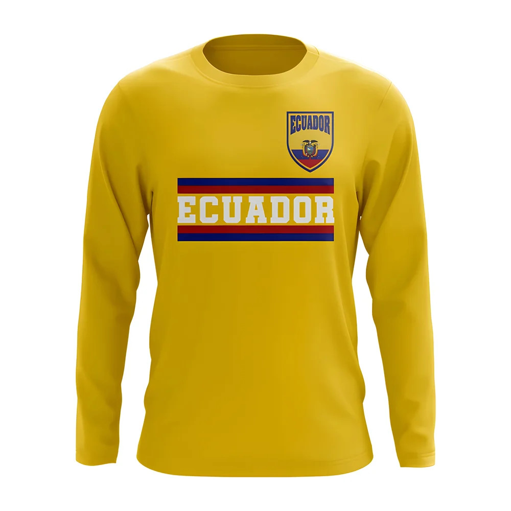 Ecuador Core Football Country Long Sleeve T-Shirt (Yellow) Polyester Uksoccershop Men's Yellow Medium