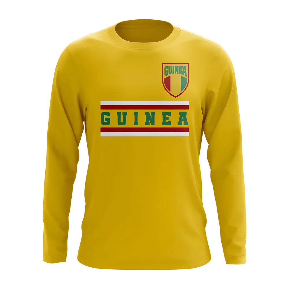 Guinea Core Football Country Long Sleeve T-Shirt (Yellow) Polyester Uksoccershop Men's Yellow Medium