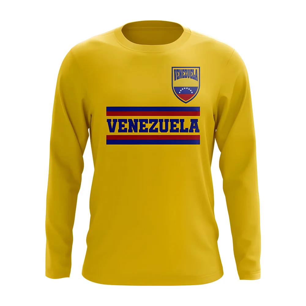 Venezuela Core Football Country Long Sleeve T-Shirt (Yellow) Polyester Uksoccershop Men's Yellow Medium