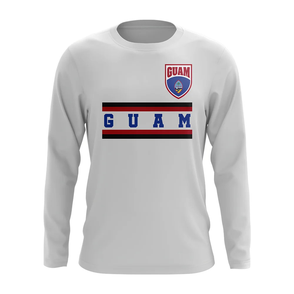 Guam Core Football Country Long Sleeve T-Shirt (White) Polyester Uksoccershop Men's White Xxl