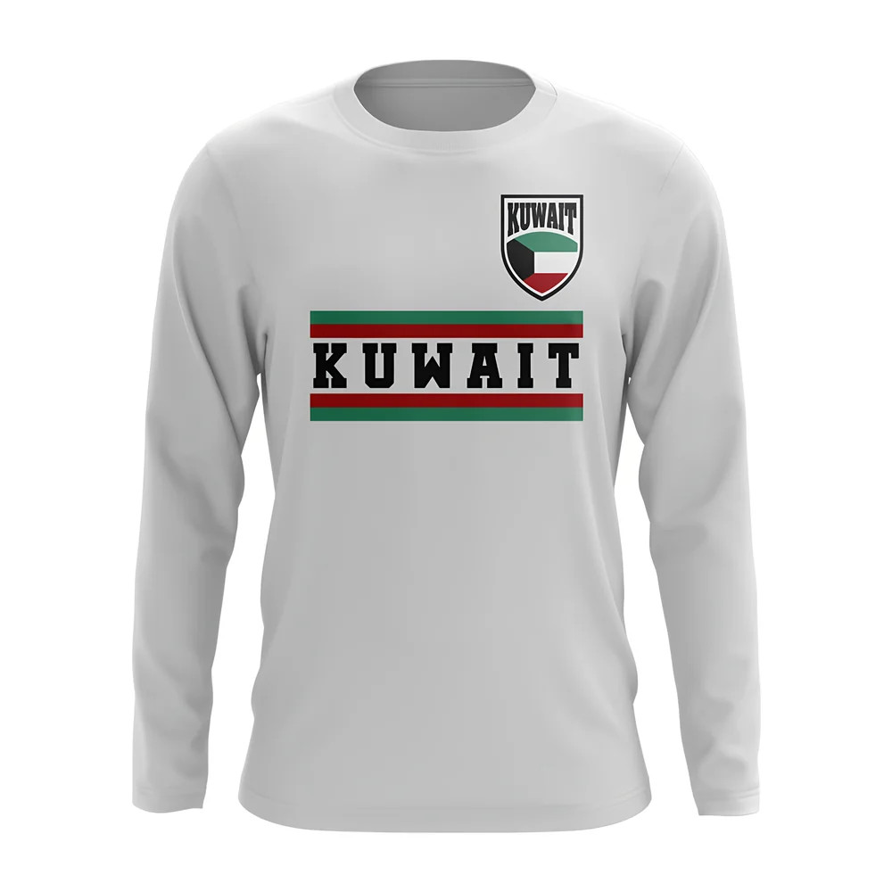 Kuwait Core Football Country Long Sleeve T-Shirt (White) Polyester Uksoccershop Men's White Xxl
