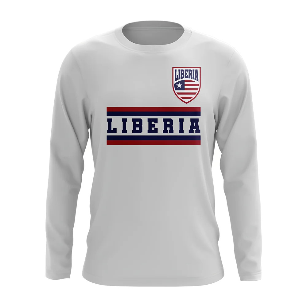 Liberia Core Football Country Long Sleeve T-Shirt (White) Polyester Uksoccershop Men's White Xxl