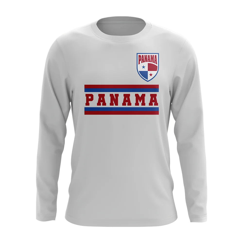 Panama Core Football Country Long Sleeve T-Shirt (White) Polyester Uksoccershop Men's White Medium