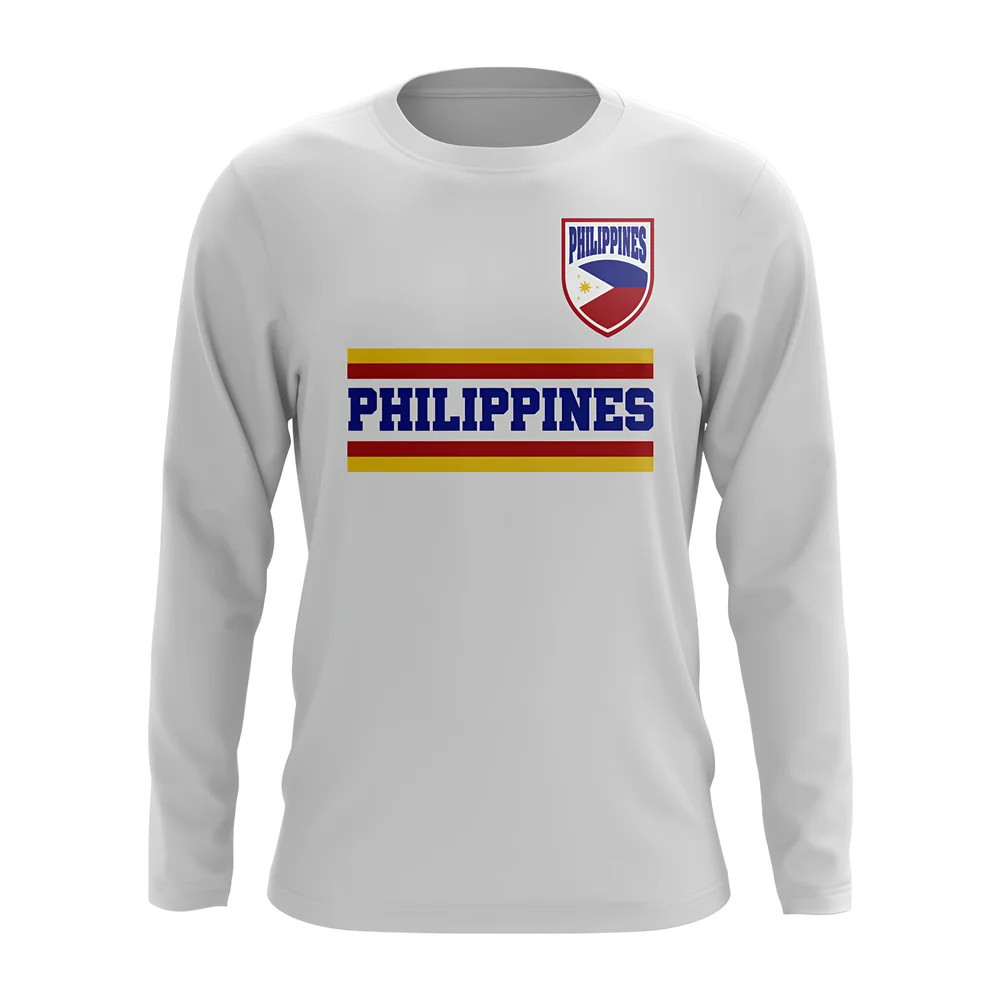 Philippines Core Football Country Long Sleeve T-Shirt (White) Polyester Uksoccershop Men's White Medium