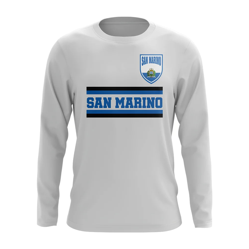 San Marino Core Football Country Long Sleeve T-Shirt (White) Polyester Uksoccershop Men's White Xxl