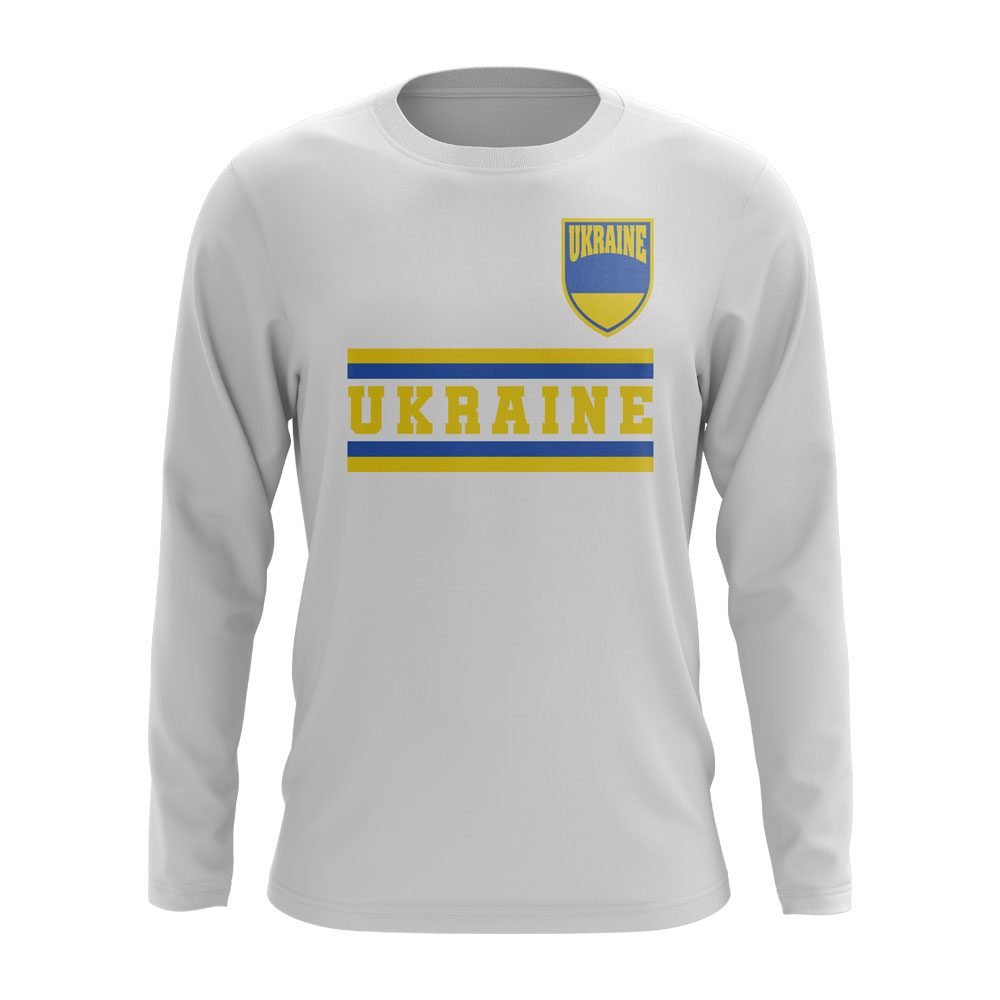 Click to view product details and reviews for Ukraine Core Football Country Long Sleeve T Shirt White.