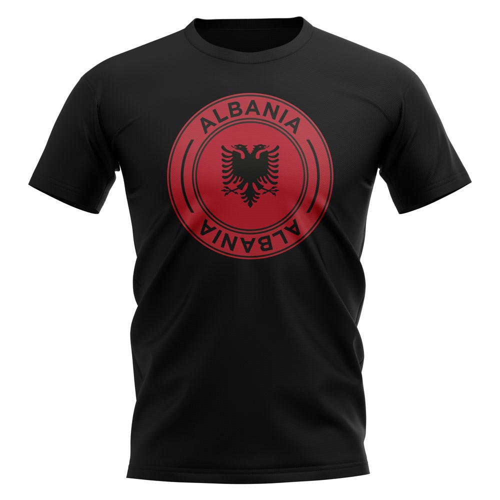 Click to view product details and reviews for Albania Football Badge T Shirt Black.